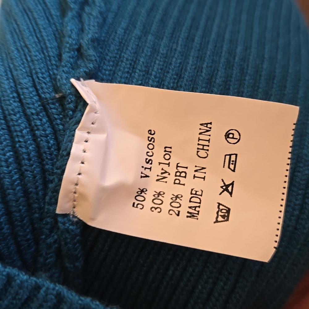 Caracilia Teal Long Sleeve Ribbed Sweater Dress Size L - Picture 5 of 10
